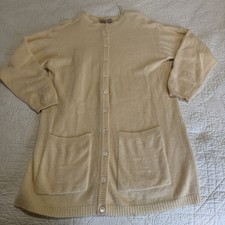 Liz Claiborne Vintage Lambswool Mohair Long Cardigan Cream Size M