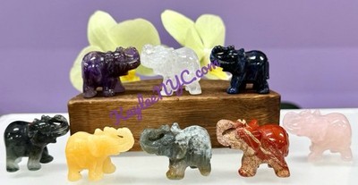 Wholesale Lot 8 Pcs 1.5  Natural mix Crystal Elephants Healing Energy
