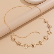 Boho Gold-plated Alloy Single-layer Sunflower Chain Link Body Chain Waist Chain