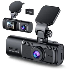 1080P Dual Dash Cam with IR Night Vision, Parking Monitor, 64GB SD Card