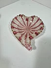 VTG Murano Art Glass Latticino Pink Heart Bowl Italy 1960s