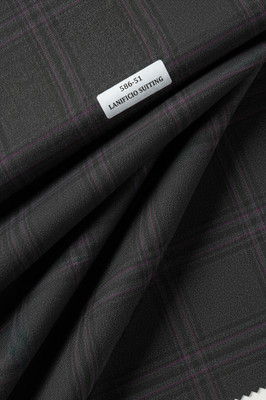 Gray in Purple Checked Suiting Fabric Cashmere Wool Best for Suit Jacket Pants