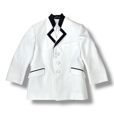 After Six Boys White Tuxedo Jacket Black Trim Formal Wedding Blazer EUC