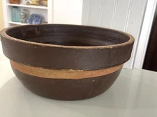 Vintage Stoneware Pottery Mixing Bread Bowl 11"