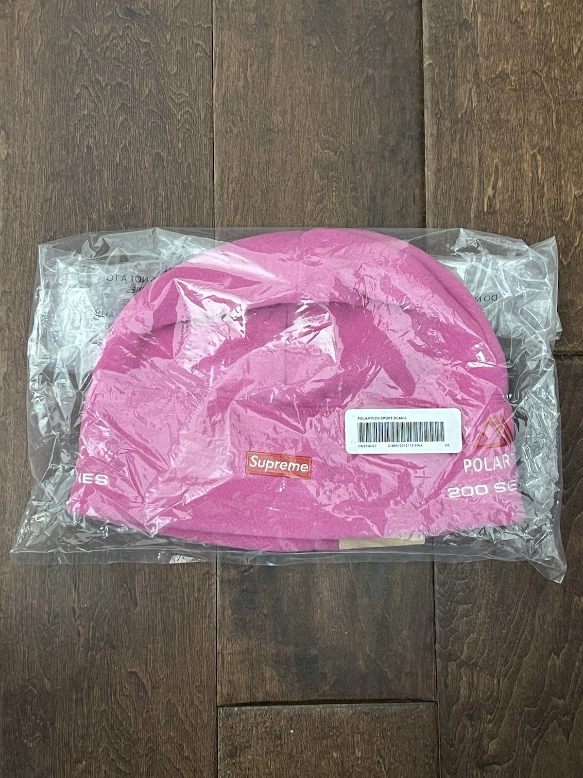 Supreme FW25 Polartec Logo Sport Fleece Beanie Pink One Size New Rare IN HAND