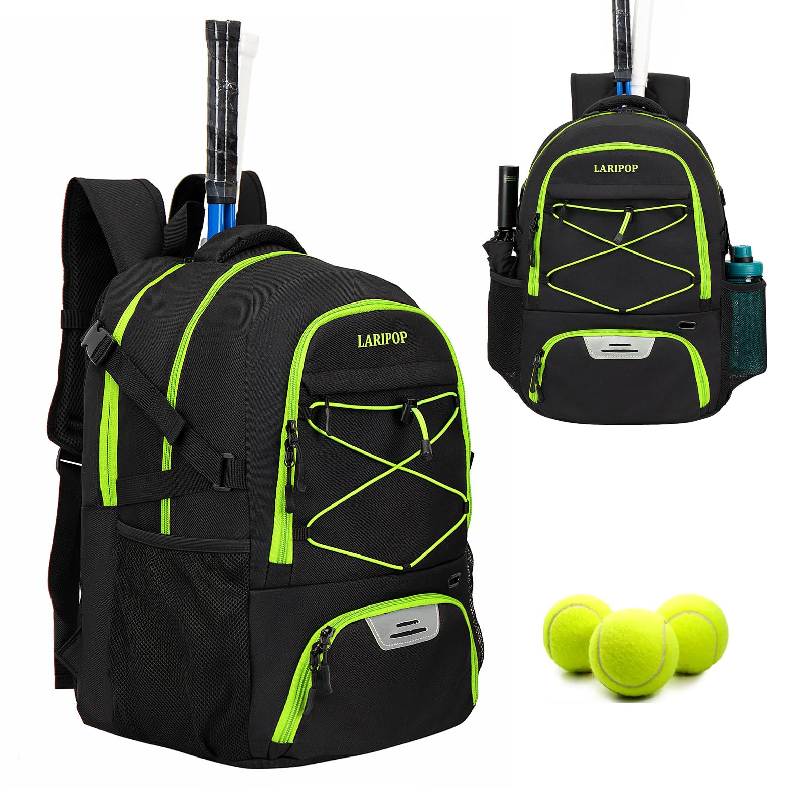 Tennis Bag Tennis Backpack for Women and Men 2 Rackets with Separate Shoe Com...