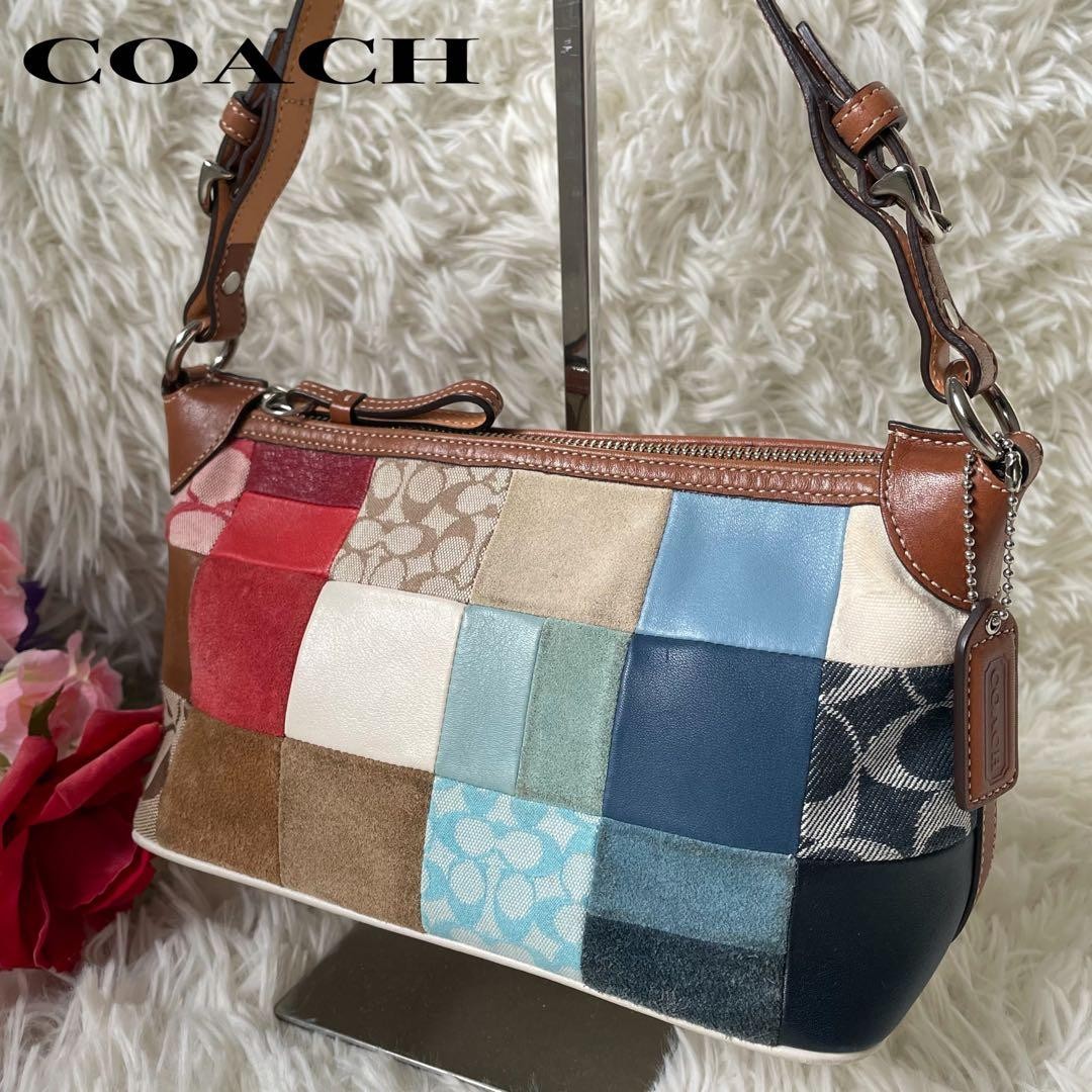 COACH Patchwork Canvas Leather Suede Shoulder Acc… - image 18