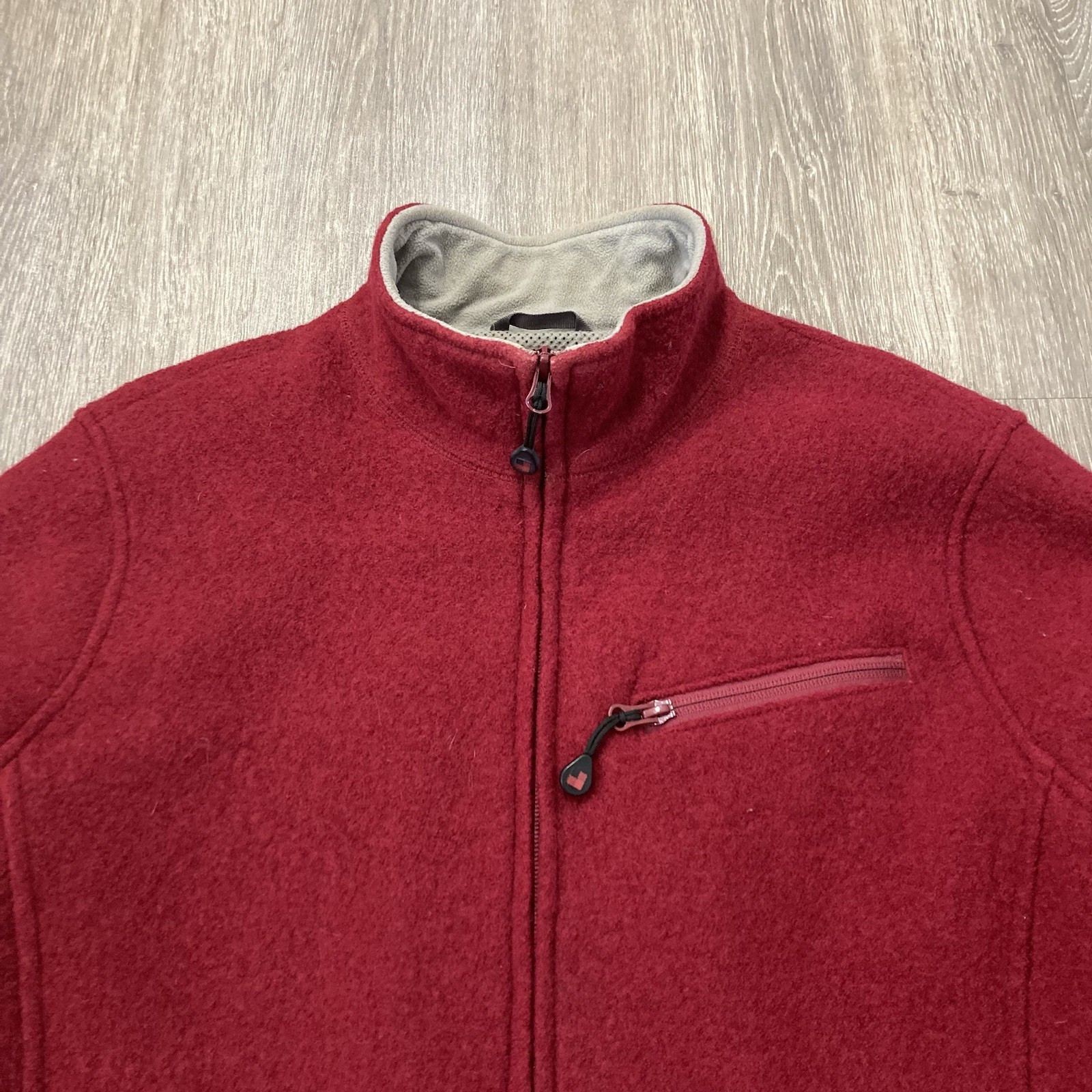 Woolrich Ruby Red Wool Jacket Lined 2 Way Zipper … - image 3