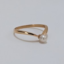 2001 TASAKI cultured akoya pearl ring 18k yellow gold us6.25 vintage from japan