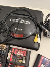 Sega Genesis 16-Bit Console Bundle Tested Working + 6 Games + AV Adapter
