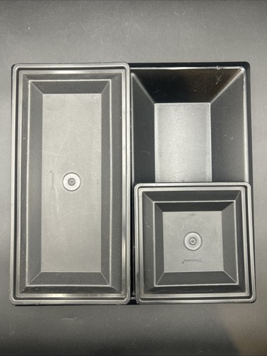 Vintage Black Tupperware 6 Pc Buffet Set / Serving Trays Black Smoke - Picture 4 of 10