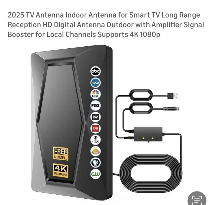 2025 TV-Antenne Innenbereich Antenne für Smart TV, 1200+ Meilen lange Reichweite Empfang TV