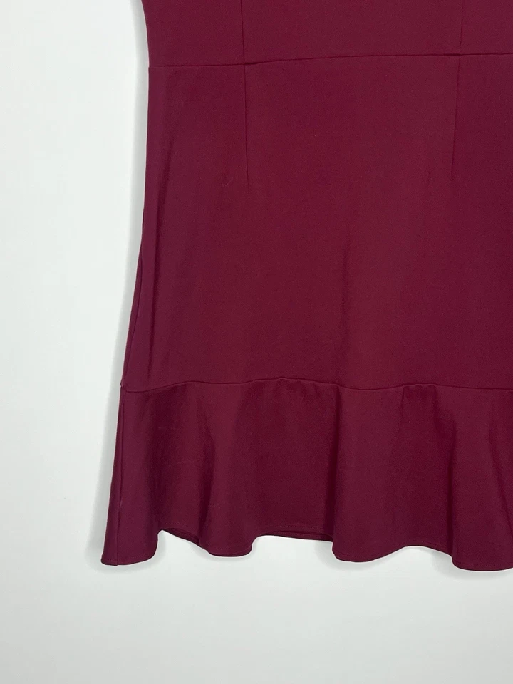 Alannah Hill Size 16 Women's I Want You Dress Maroon Stretch Ponte Cap Sleeve - image 3 of 4