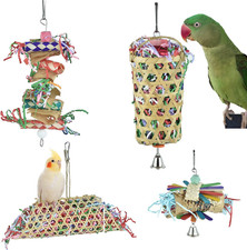 4 Pack Shredder Foraging Feeder Bird Toys Treat Basket for Parrots, Conure Shred