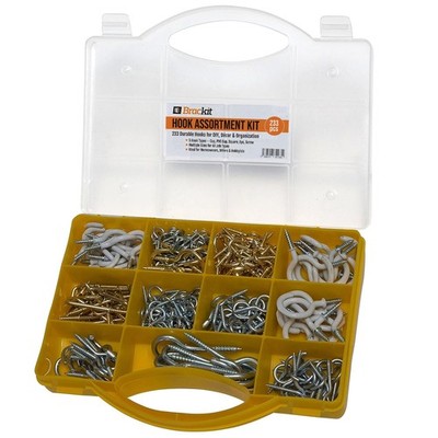 brackit 233-teiliges Hakensortiment - inkl. PVC-Tassenhaken, eckig silber 