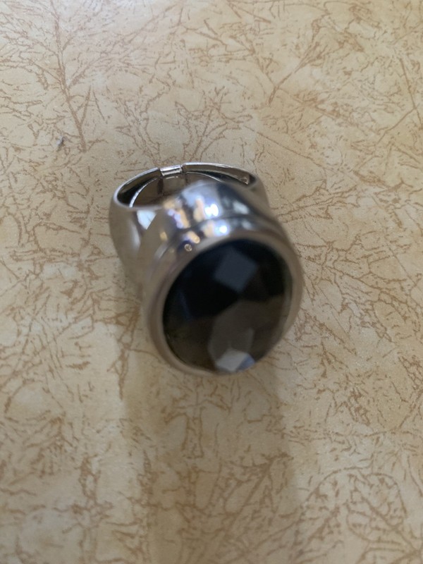 Vintage Perfume Ring - Holidays Rock Faceted Glass Size 5/6 Adjustable Silvery