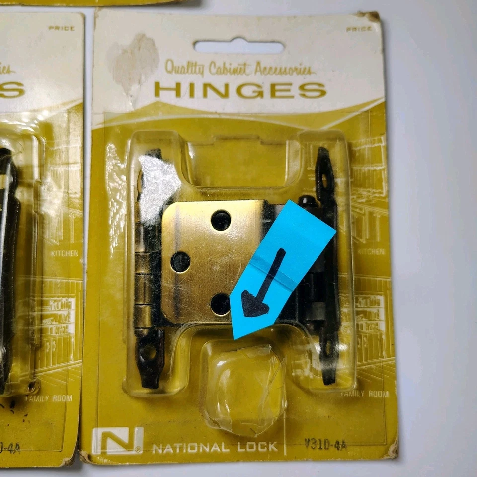 7 bisagras de gabinete National Lock antiguas inglesas de colección 3/8 V310-4A NOS LEER Foto 3 de 4