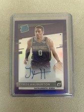 2020-21 Optic Purple HOLO Rated Rookie Tyrese Haliburton Rookie on card AUTO 