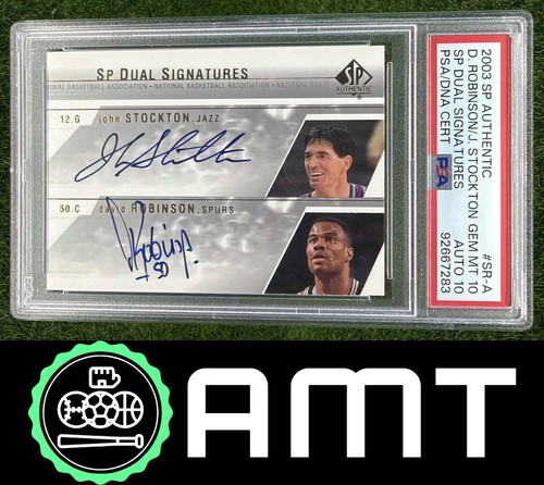 John Stockton David Robinson PSA 10 2003-04 UD SP Authentic Auto Dual Spurs Jazz