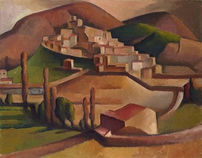 Mirmande with Surrounding Hills Dorrit Black  1936 Art Print Modernist Landscape