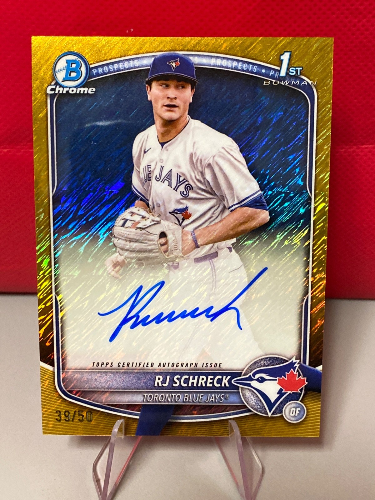 2025 Bowman Chrome | RJ Schreck | 1st Bowman Gold Shimmer Auto /50 | Blue Jays ⚾
