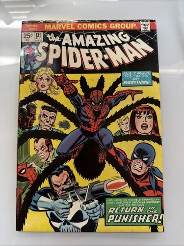 Amazing Spider-Man #135 (1974, Marvel Comics) Early Punisher App; MVS Intact; FN