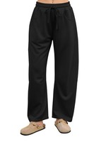 Jogginghose Damen Baggy Sporthose Hohe Taille Weites Bein Mit Taschen Schwarz M