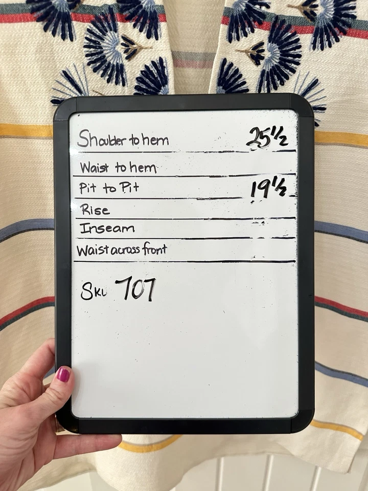 Blusa Tory Burch Crema Rayas Bordada Talla 4 Lino Mezcla Algodón Sin Mangas Foto 3 de 4