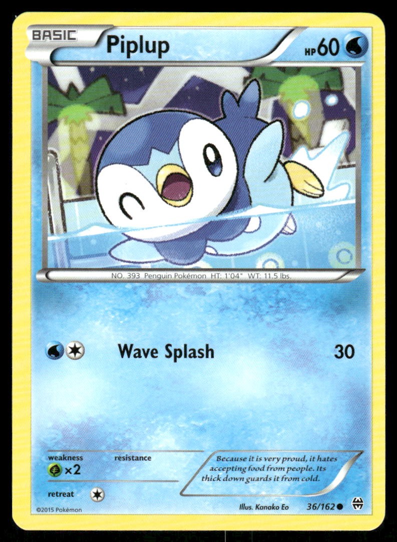 Pokemon Cards Piplup 36/162 BREAKthrough XY Common NM