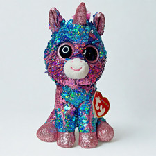 Ty Flippables Celeste the Unicorn Plush Sequins 6" Sparkly Pink Blue 2019 New
