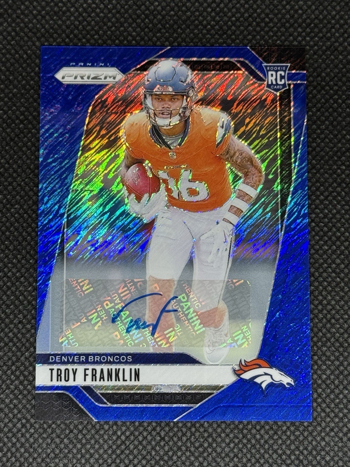 Troy Franklin 2024 Prizm Rookie Auto Blue Shimmer SSP /25