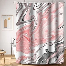 Marble Shower Curtain - Unique Pink and Grey Smooth 65"W x 72"L (Pack of 1)