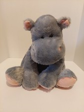 Toys R Us Hippo Plush Gray Pink Retired 2016 Cuddly Sitting Hippopotamus 15"
