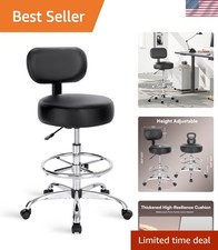Versatile Rolling Stool with Back Support   Ideal for Kitchen, Bar, or Office