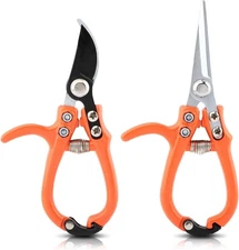 2 Pack Garden Pruning Shears Scissors Set, Stainless Steel Sharp Clippers Flower