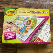 Crayola Light Up Tracing Pad -PINK- BRIGHT LED POWER Ultra Thin Tablet - VG Cond