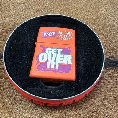 Vintage 1999 Zippo Lighter: GET OVER IT 20th Century Is Gone; used & working