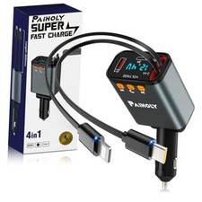 Bluetooth 5.3 Car Adapter, FM Transmitter Bluetooth Car Charger, 4 in 1 Grey