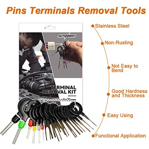  52PCs Terminal Removal Tool Kit Depinning Tool Electrical 52 Pcs Multicolored