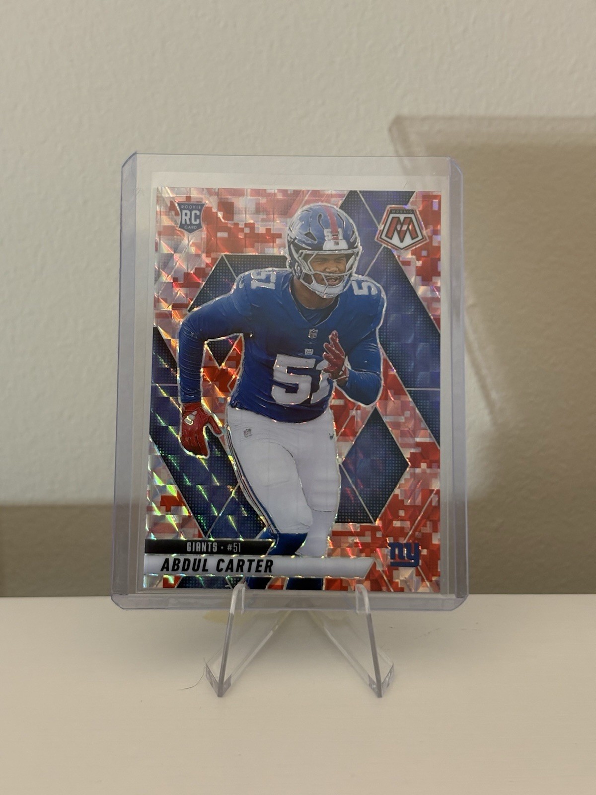 Abdul Carter 2025 Panini Mosaic Red Camo Mosaic RC #317 New York Giants