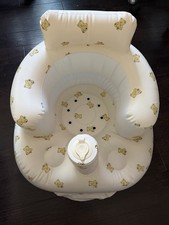 Portable Inflatable Baby Chair Bear Print White Yellow for Infant