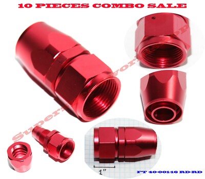 10PC AN-16 AN16 Straight Swivel Fuel Oil Gas Line Hose End Fitting Adapter RED
