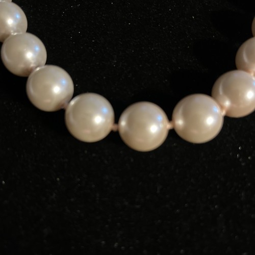 NWOT Hand Strung White Faux Pearl Necklace- 16" 14MM Pearls - Picture 2 of 2