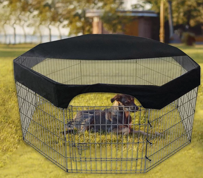Cubierta de bolígrafo de metal para jugar - mantiene a las mascotas seguras de 8 paneles a prueba de sol y lluvia proporciona sombra Foto 4 de 4