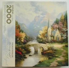 Springbok Jigsaw Puzzle~Thomas Kinkade~Mountain Chapel~2000pcs~Church, Trees~New