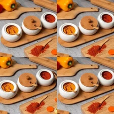 Set of 12 pcs Kitchen Spice organizer Seasoning Holder Ceramic 12 Pots W/ Spoon