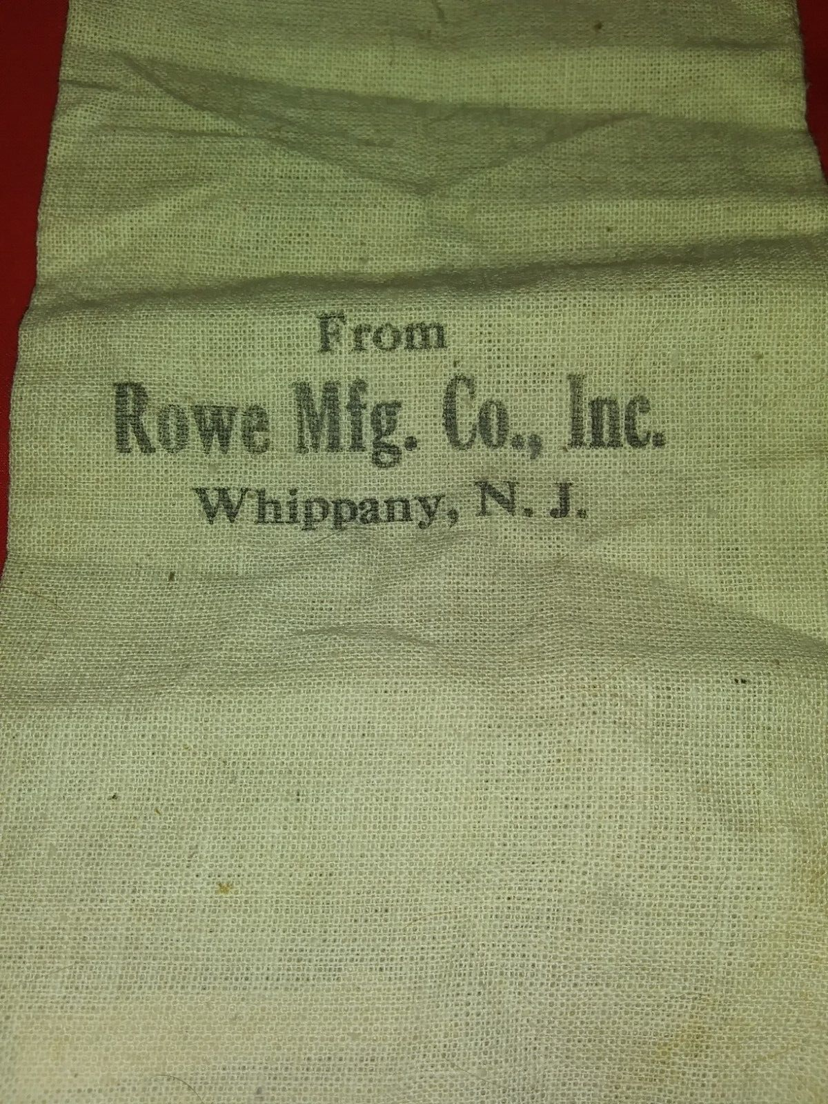 FILA Whippany N.J ROWE MFG.. cloth bag VERY Vintage New Jersey !! 33