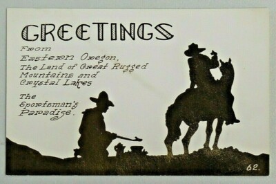 Greetings from Eastern Oregon The Sportsman's Paradise Silhouette Postcard 5176