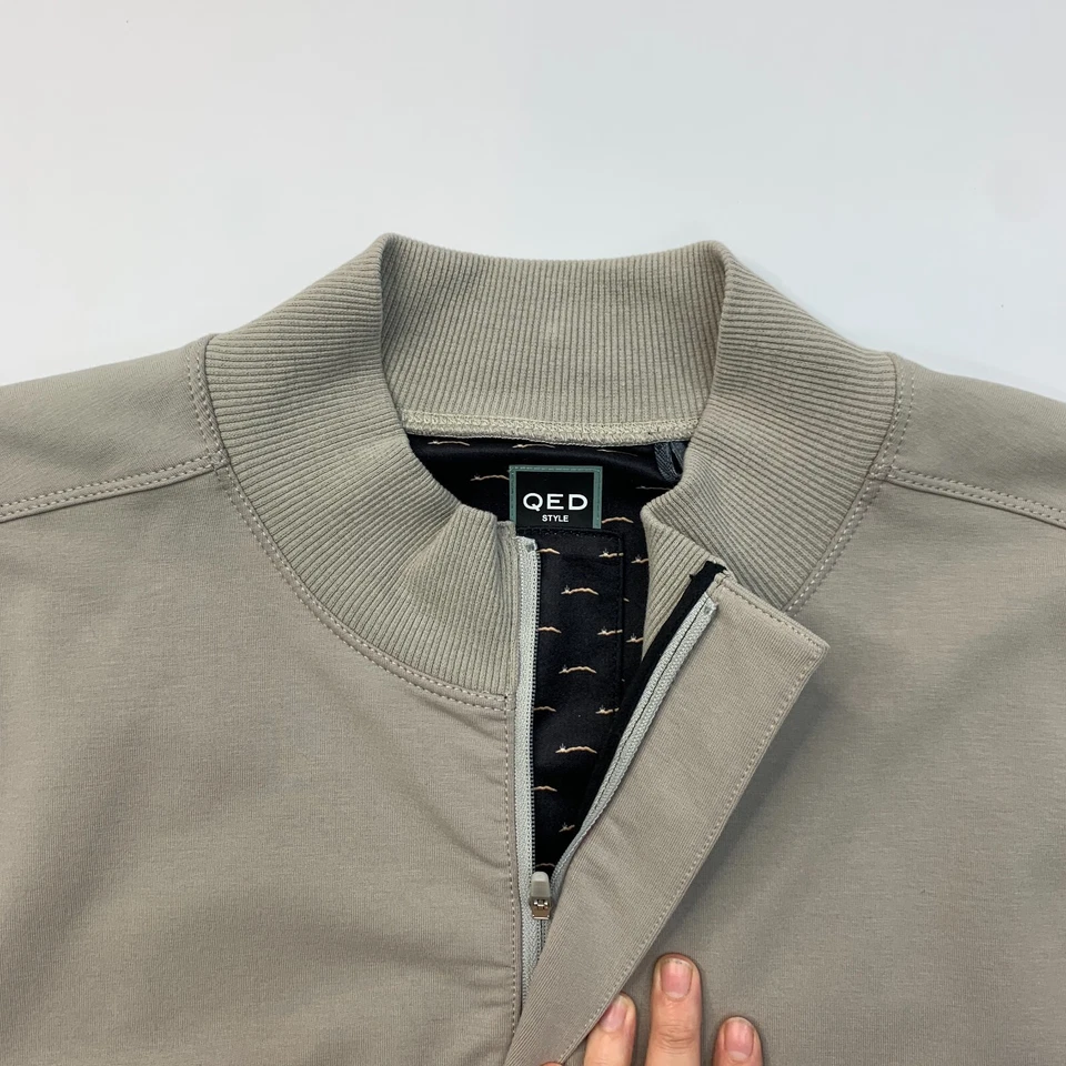 QED Style Golf Vest Mens XL Extra Large Storm Beige Quarter Zip Cotton Blend - Image 4 of 4