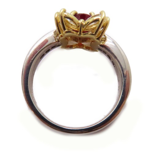 *15%OFF* FINE JEWELRY 0.63ct Ruby 0.80ct Diamond Ring 18K White Gold PT900 P... - Picture 5 of 15
